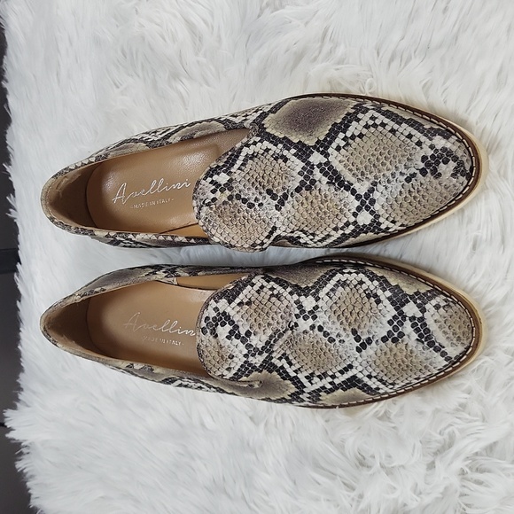 Avellini Made in Italy Snake Print Slip-on Loafers Women's Size US 7/ EUR 38 - Picture 10 of 10